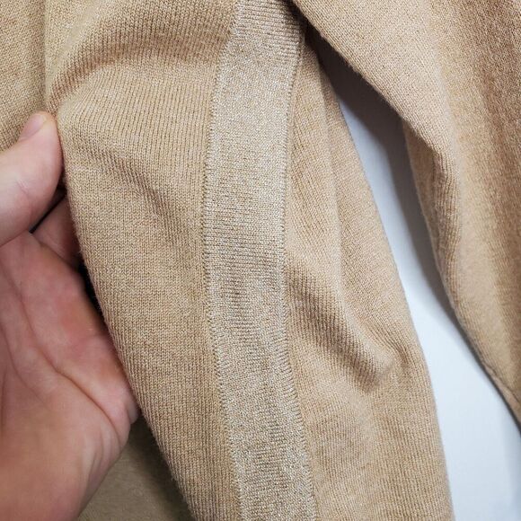 Chicos Sweater Womens 1 M Lighter Weight Zip Back Tan Neutral Capsule Office - Picture 9 of 10
